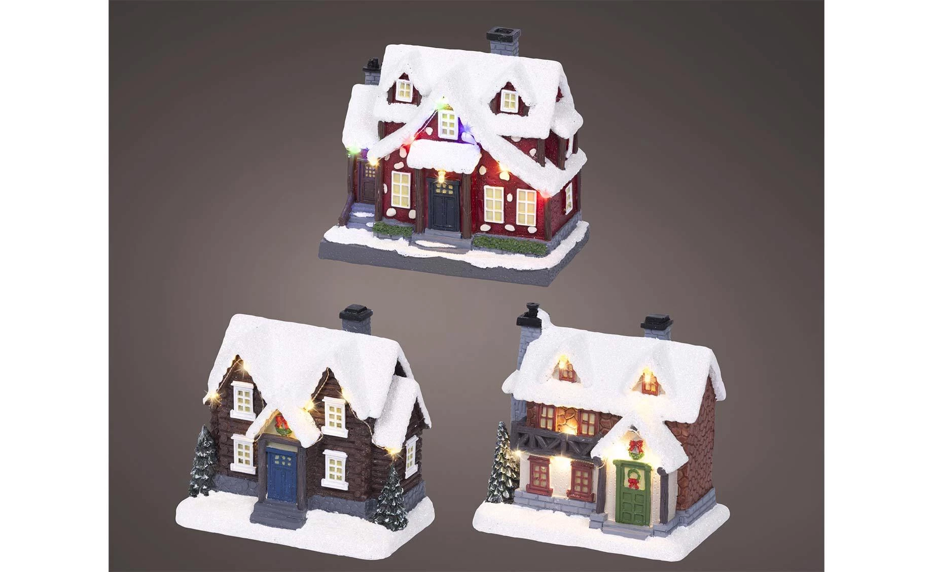 Dekoracija Xmas house 13cm LED sort 3