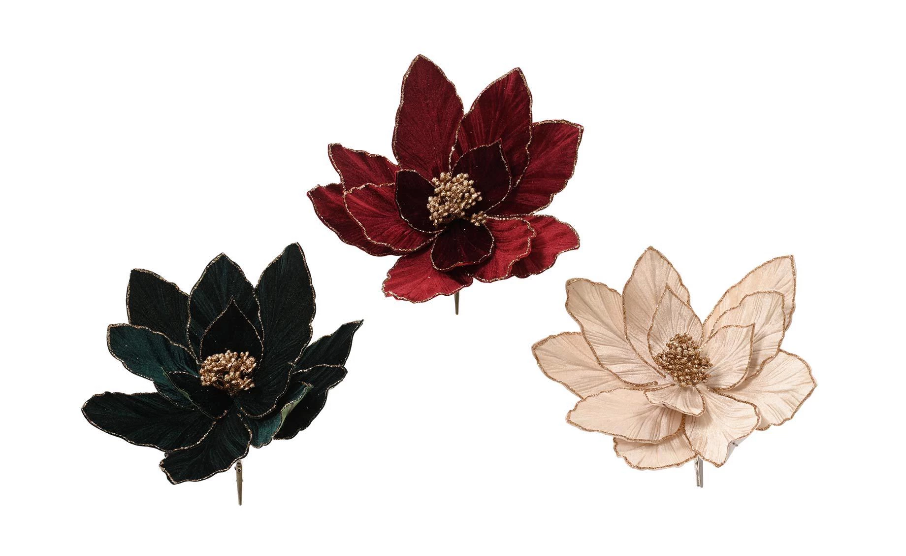 Dekorativni cvet Poinsettia na kopči 28cm sort 3