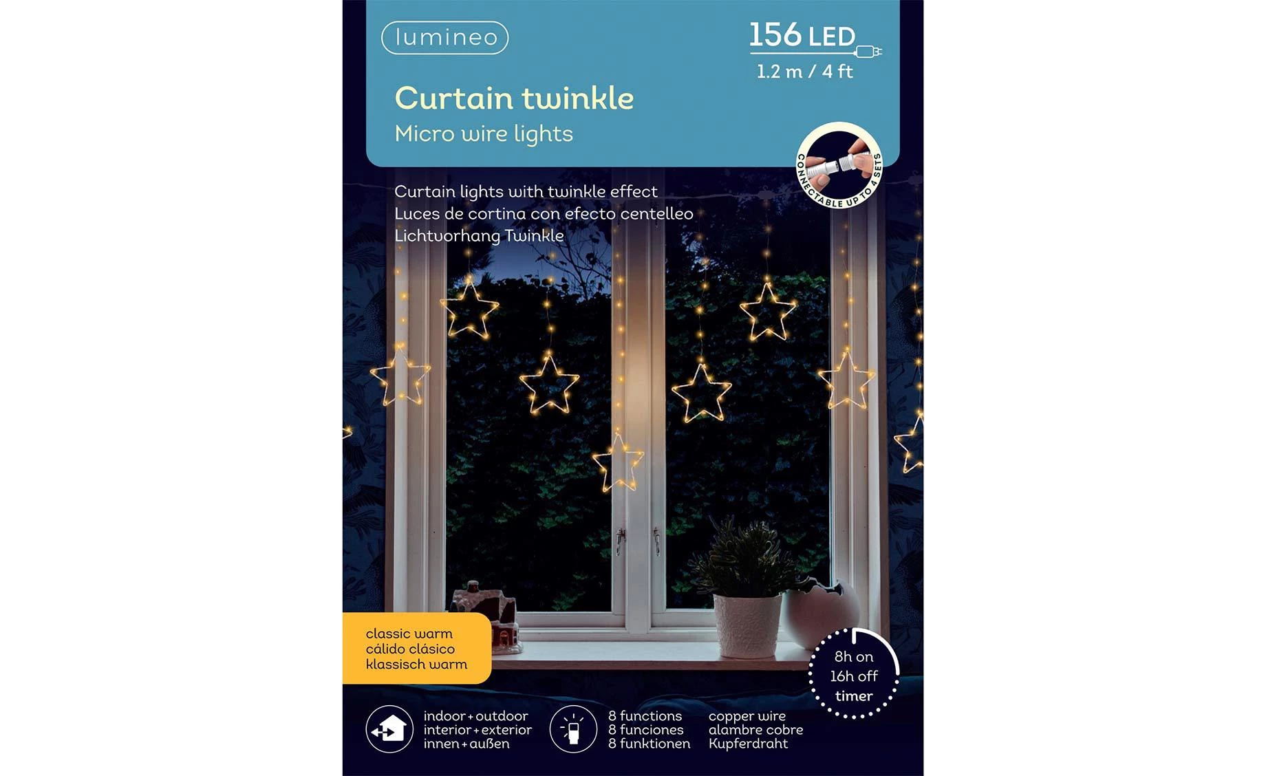 Zavesa Stars LED 120x60 cm, copper/classic warm