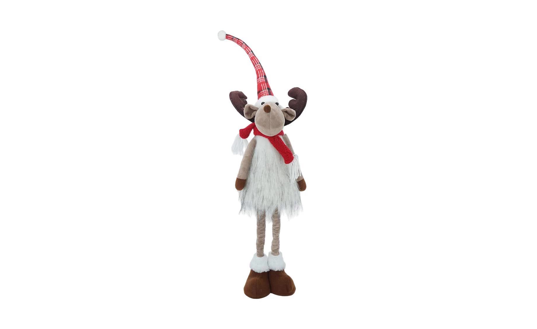 Dekoracija Deer Standing L 85cm white/red