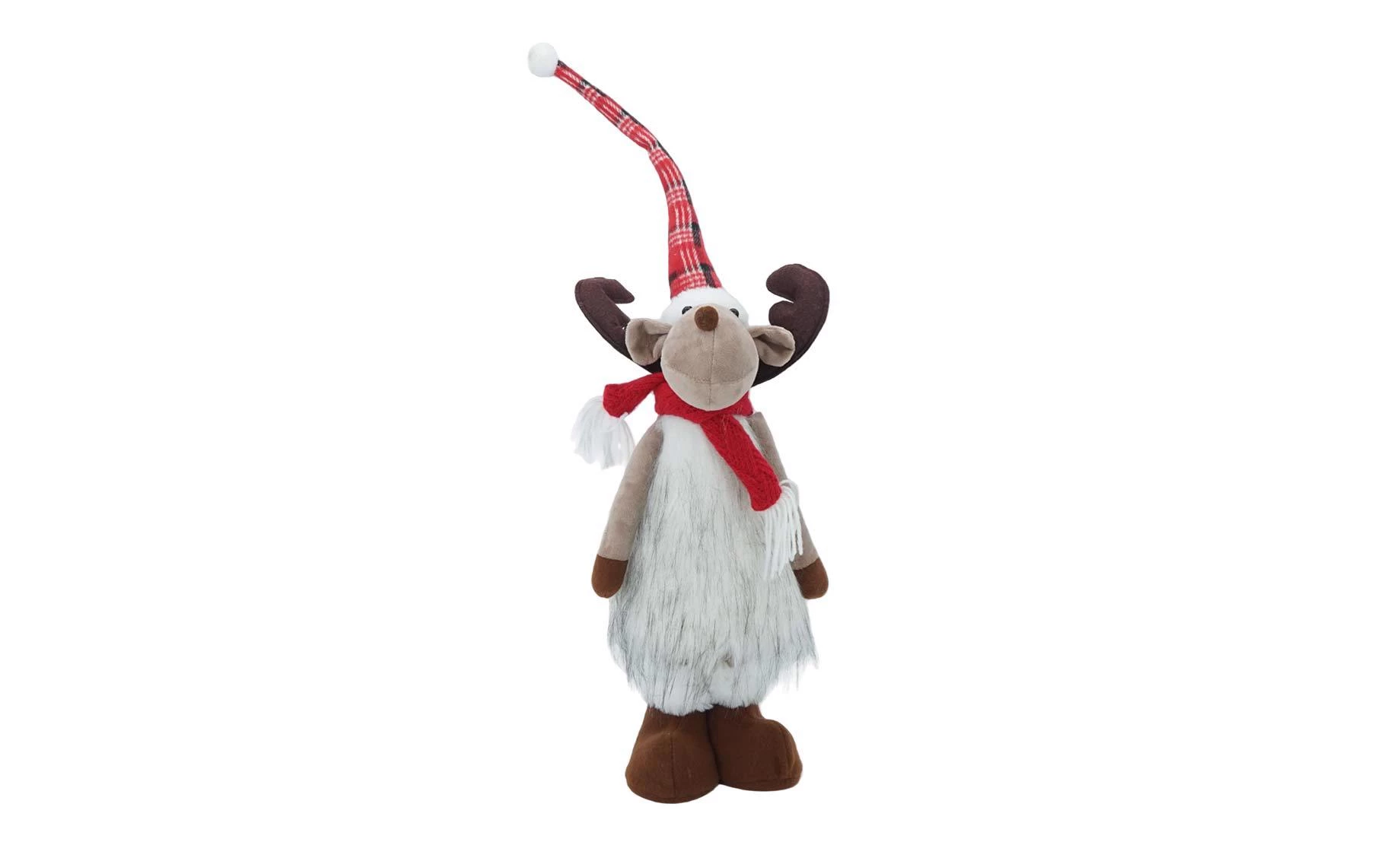 Dekoracija Deer Standing L 85cm white/red