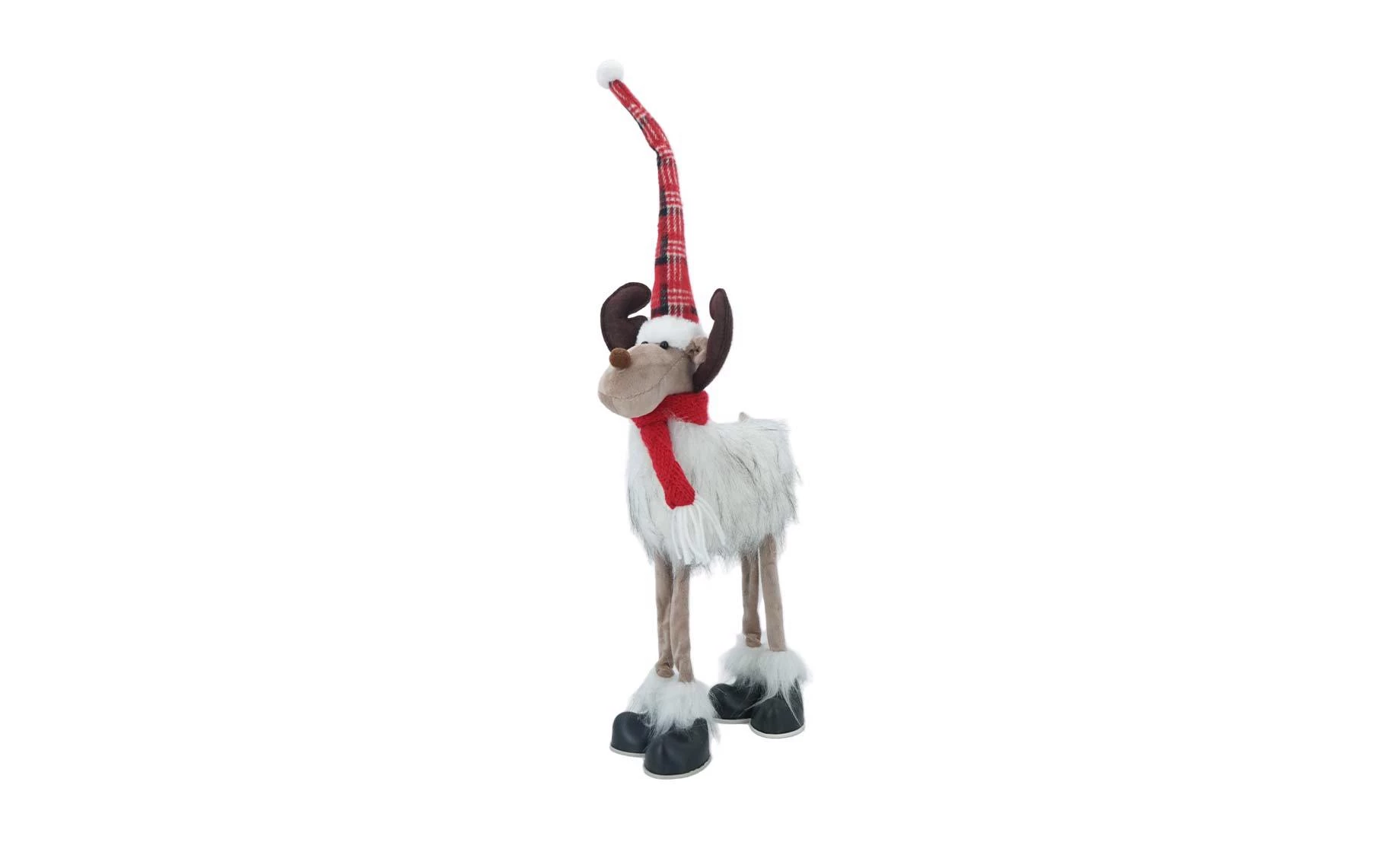 Dekoracija Deer 4 Legs L 65cm white/red
