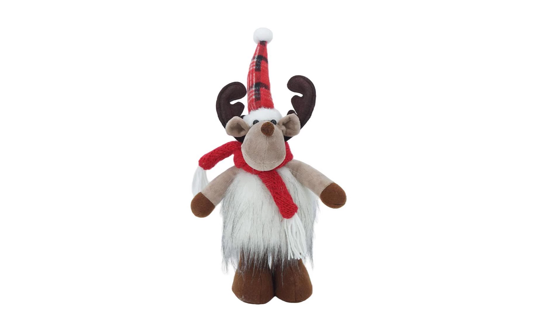 Dekoracija Deer Standing M 57cm white/red