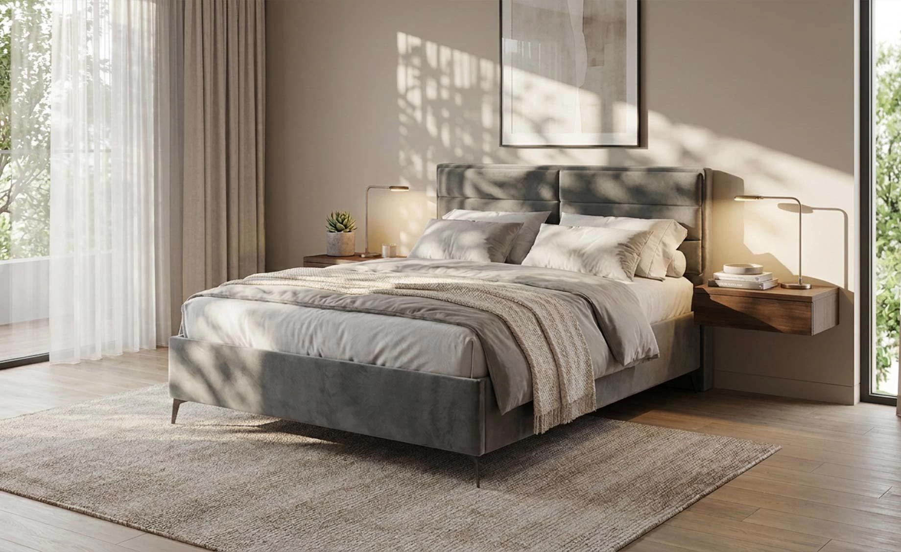 York II krevet sa prostorom za odlaganje 172x221x120 cm sivi