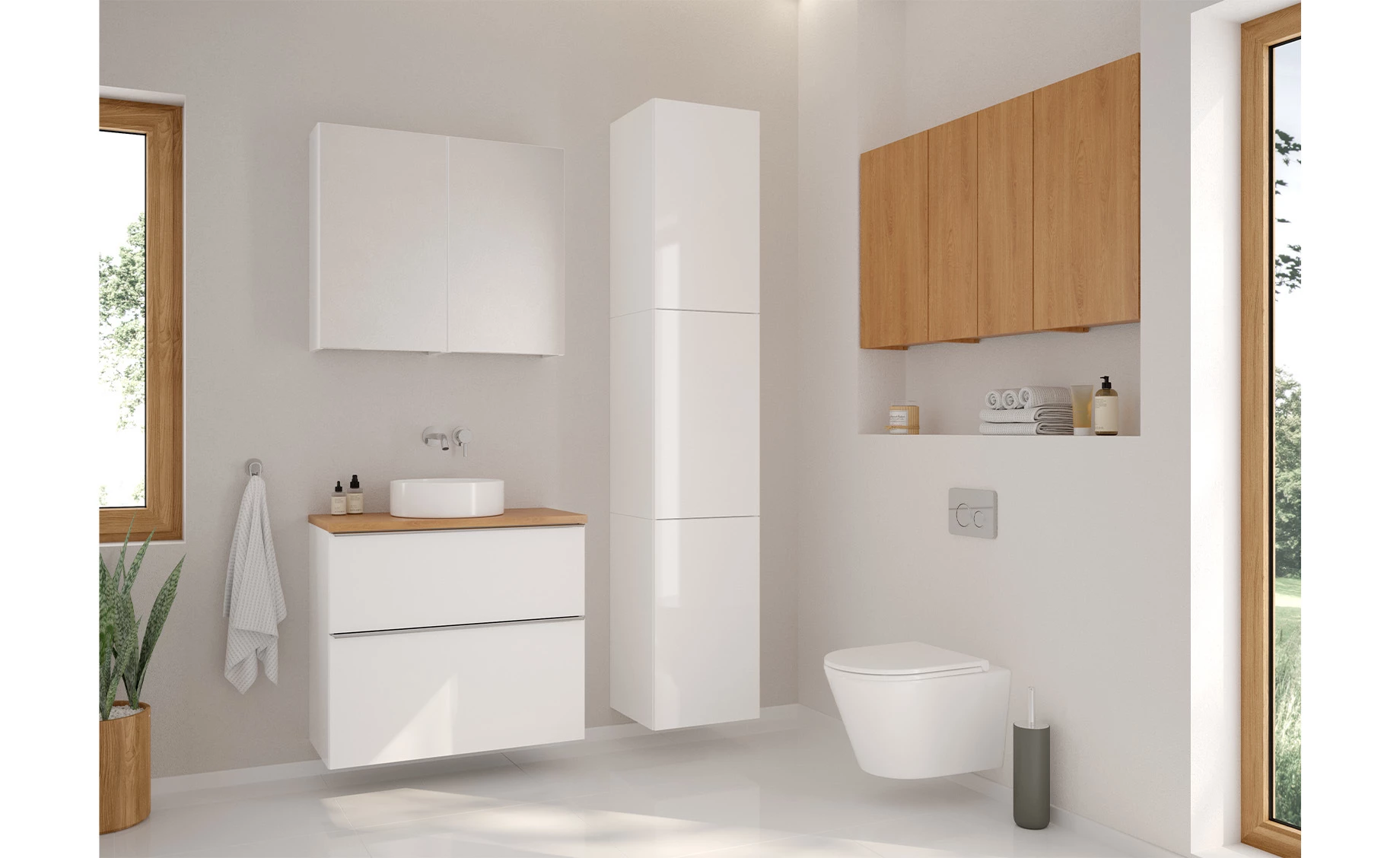 Smart kupatilska baza sa umivaonikom 80x41x85 cm bela v.sjaj