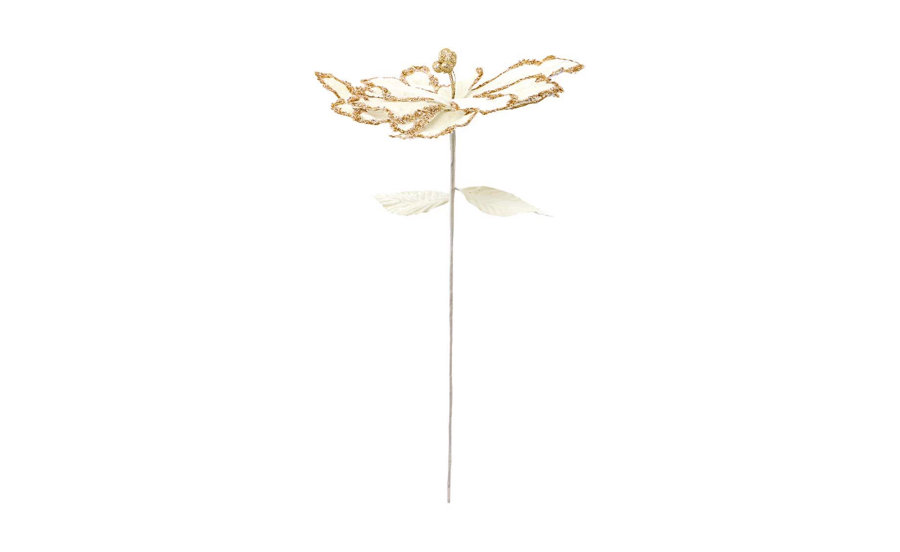 Dekorativni cvet Poinsettia 75 cm beige/glitter