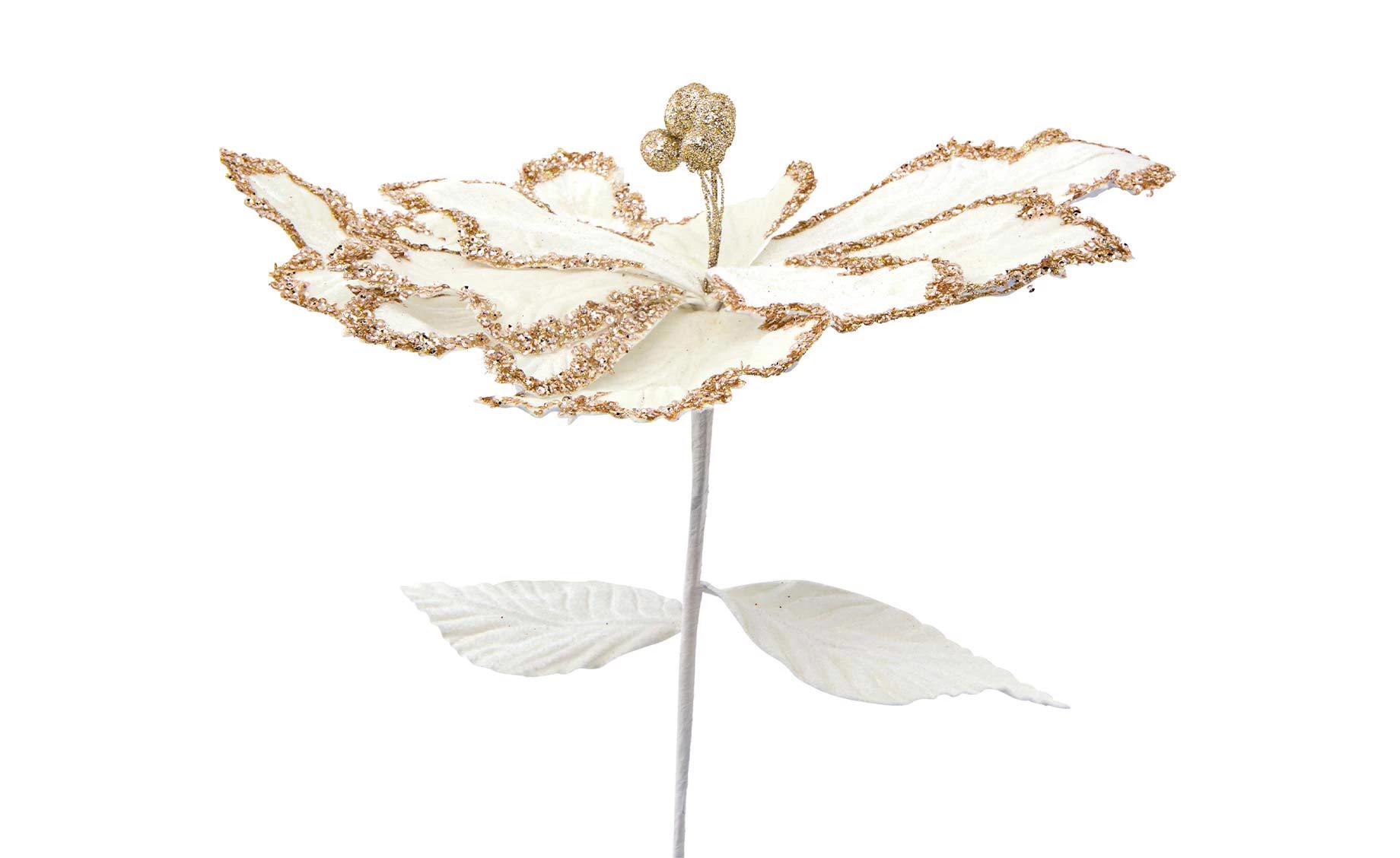 Dekorativni cvet Poinsettia 75 cm beige/glitter