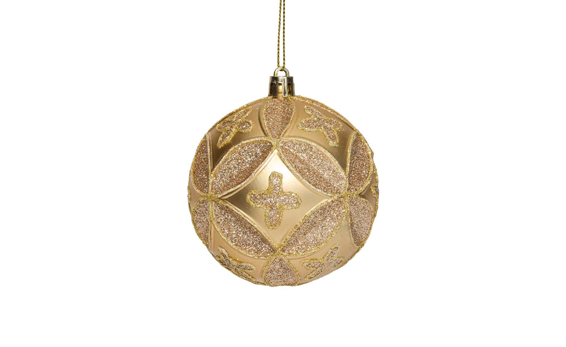 Plastična kugla Relief glitter 8 cm gold