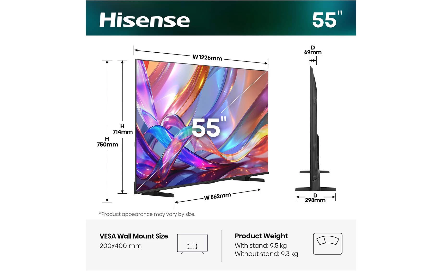 Hisense 55E7S (55"/139cm) 4K UHD QLED VIDAA Smart TV
