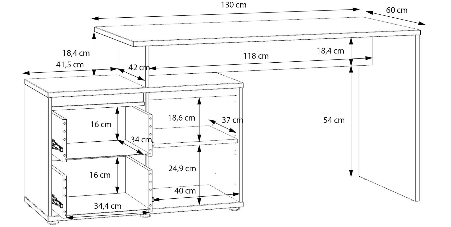 Mimatte radni stol 163.2x60x74.9 kašmir/natur