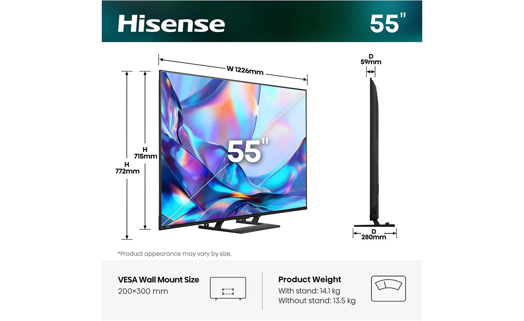 Hisense 55A7S (55"/139cm) 4K UHD QLED VIDAA Smart TV