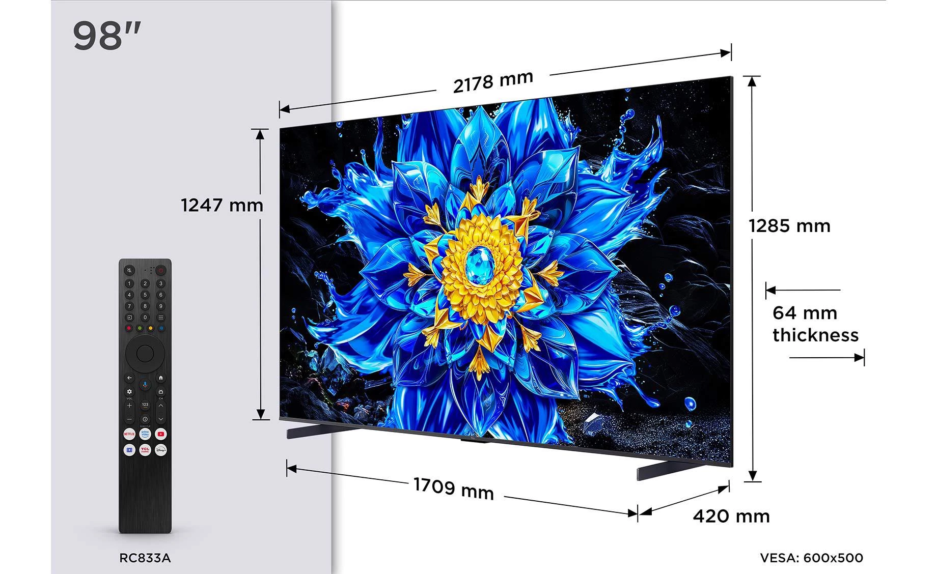 TCL 98P8L 98"(248cm) 4K UHD QD-Mini LED Google TV