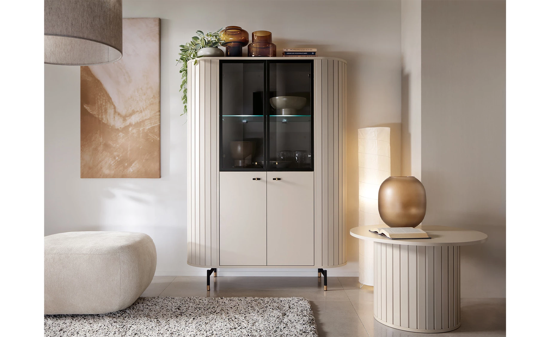 Zante vitrina 112,3x40x155 cm kašmir