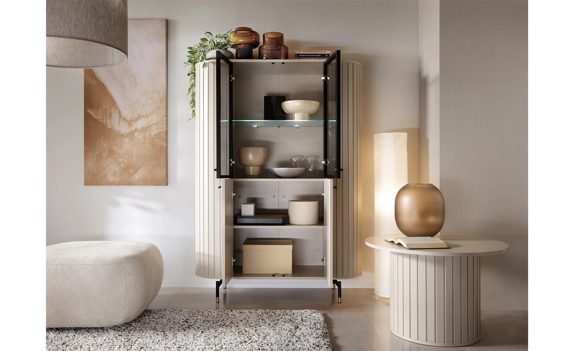 Zante vitrina 112,3x40x155 cm kašmir