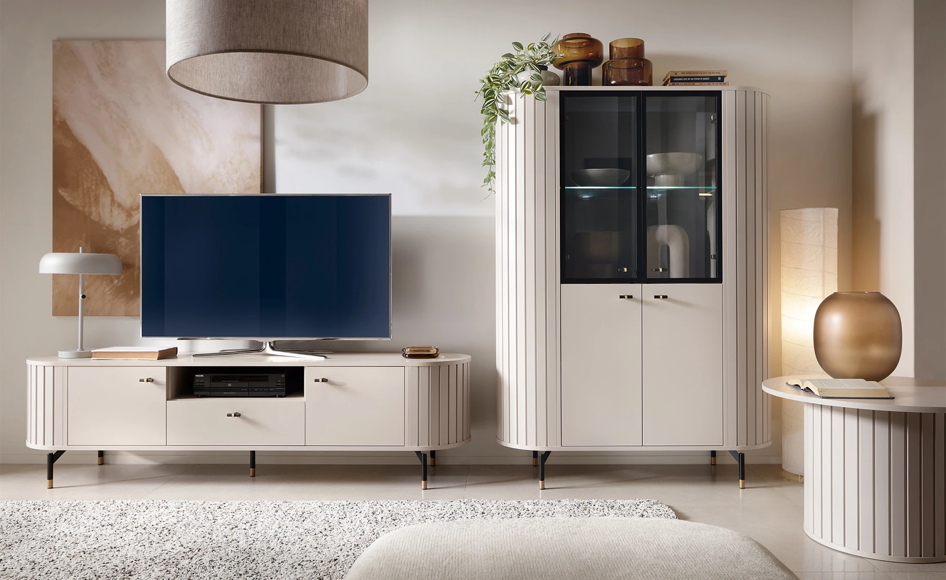 Zante vitrina 112,3x40x155 cm kašmir