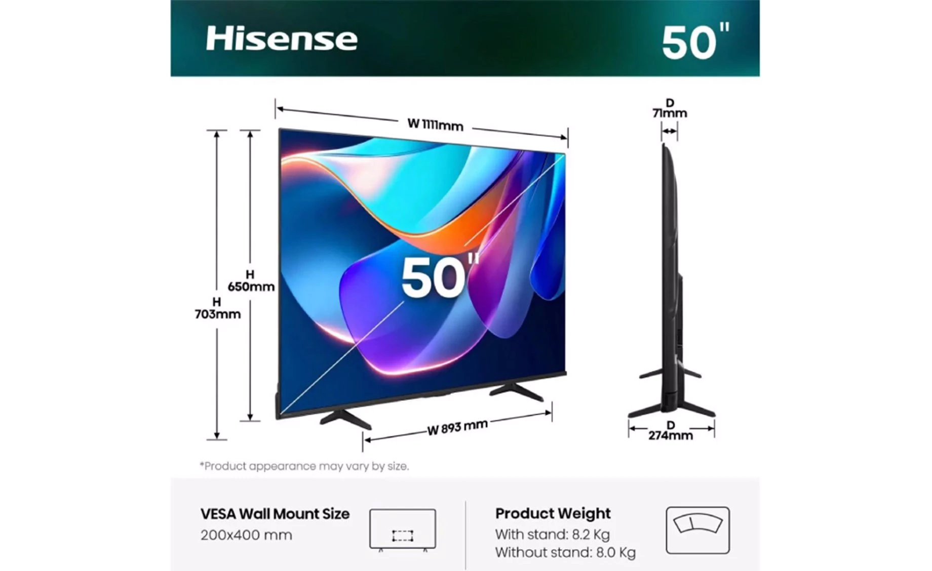 Hisense 50A6S 50"(127cm) 4K UHD LED smart televizor