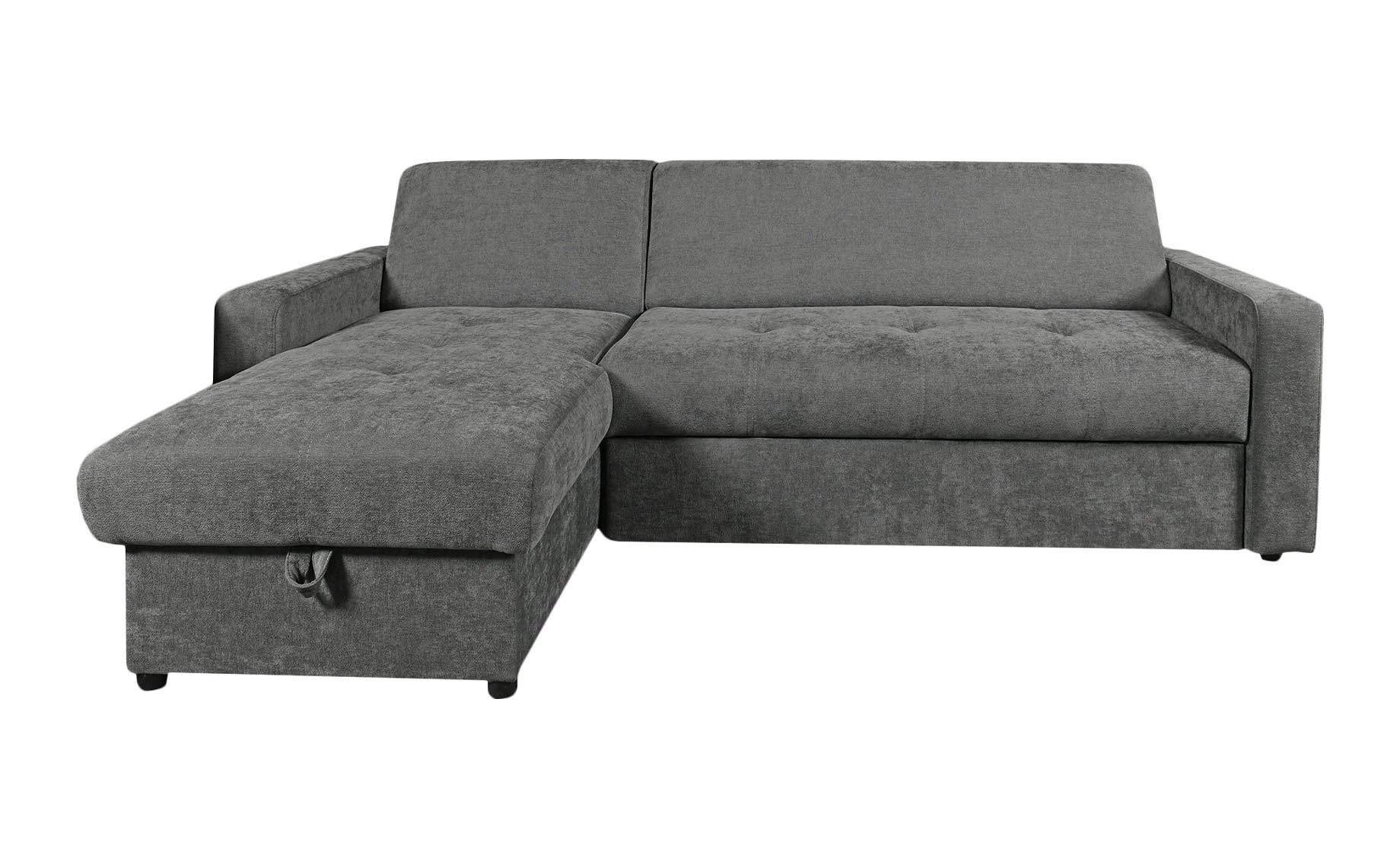 Sion ugaona garnitura sa ležajem i prostorom za odlaganje 230x150x81 cm siva univerzalna