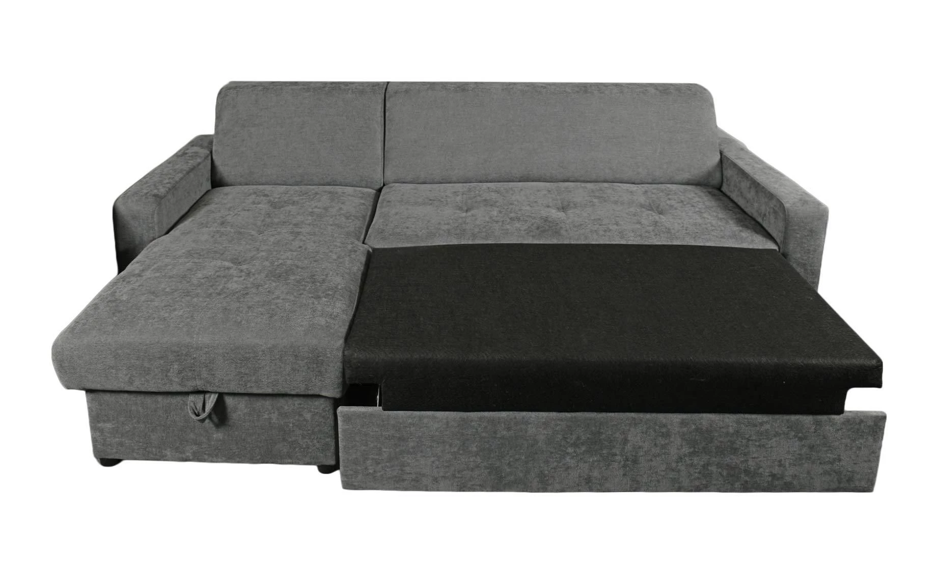 Sion ugaona garnitura sa ležajem i prostorom za odlaganje 230x150x81 cm siva univerzalna