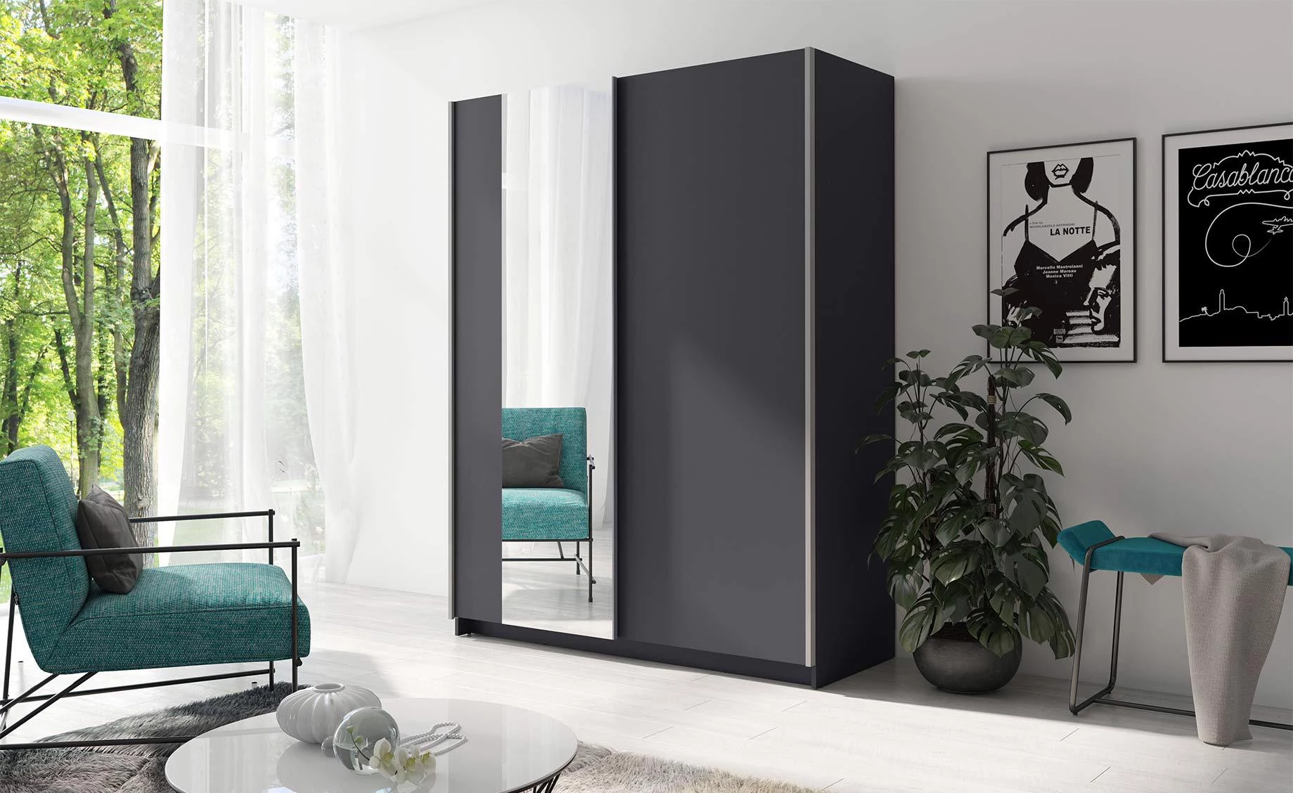 Gozo III klizni ormar 150x62x198,5 cm grafit