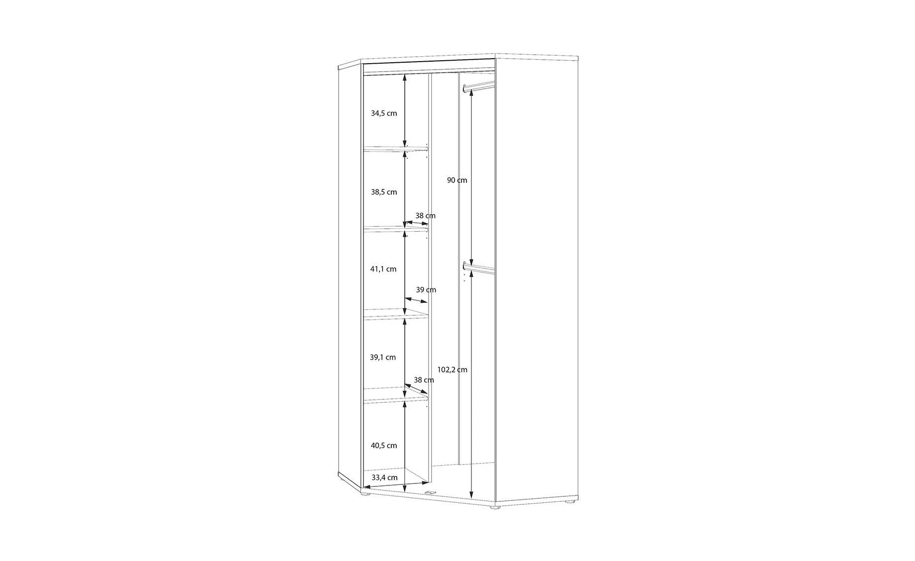 Mimatte ugaoni ormar 92x92x211 cm kašmir/natur