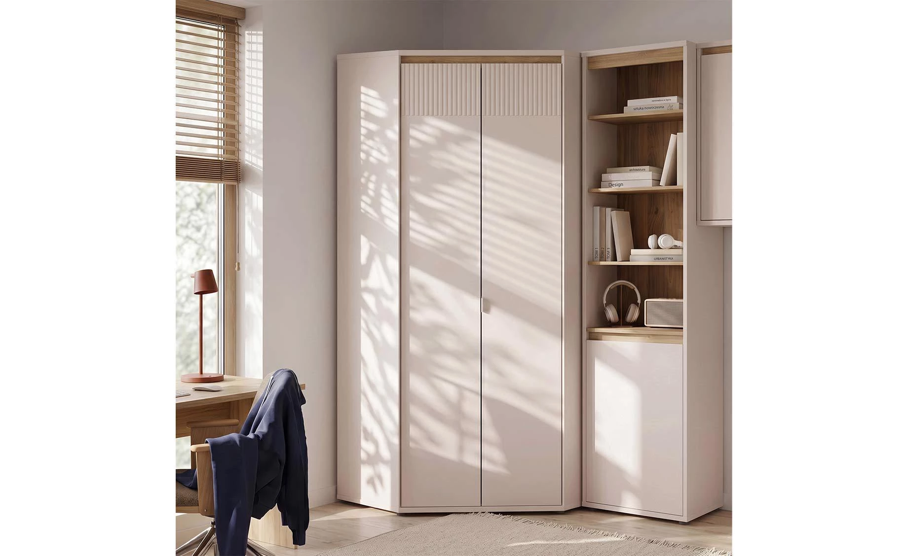 Mimatte ugaoni ormar 92x92x211 cm kašmir/natur