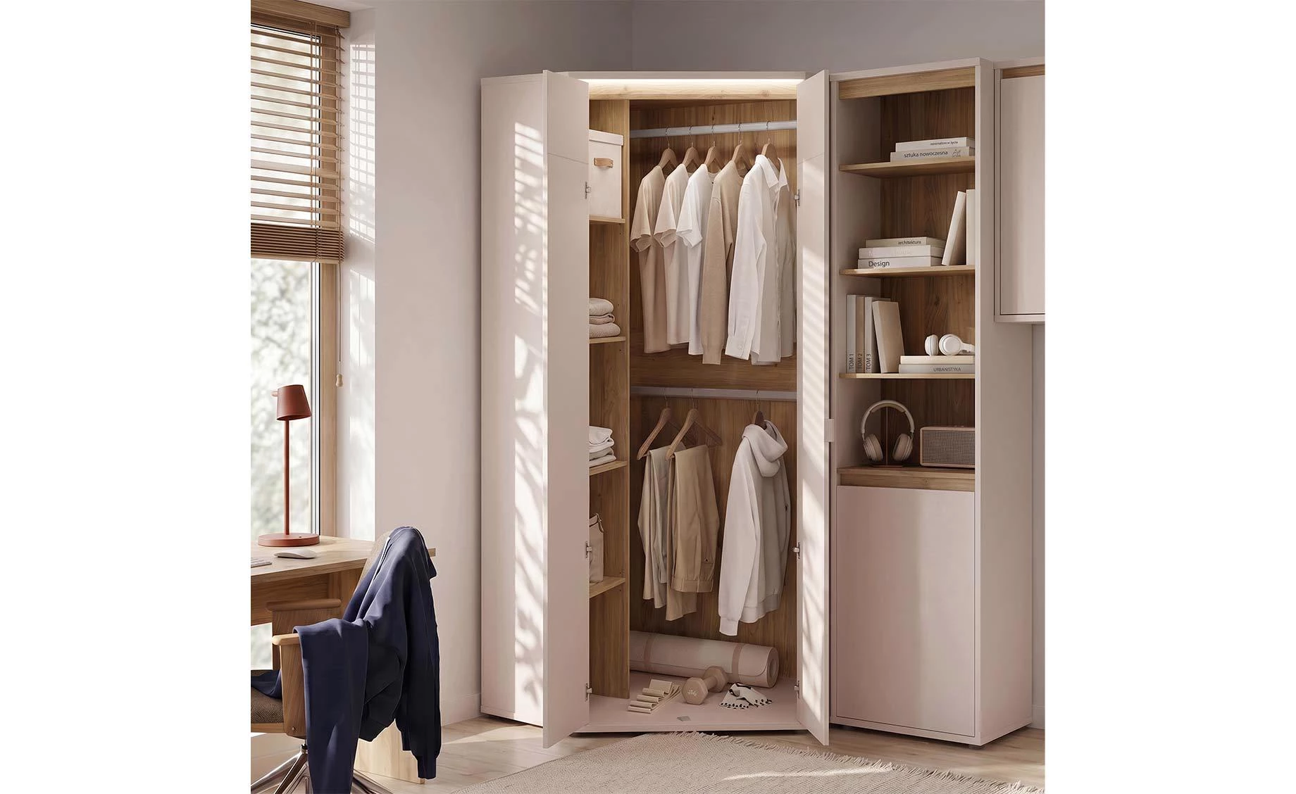 Mimatte ugaoni ormar 92x92x211 cm kašmir/natur