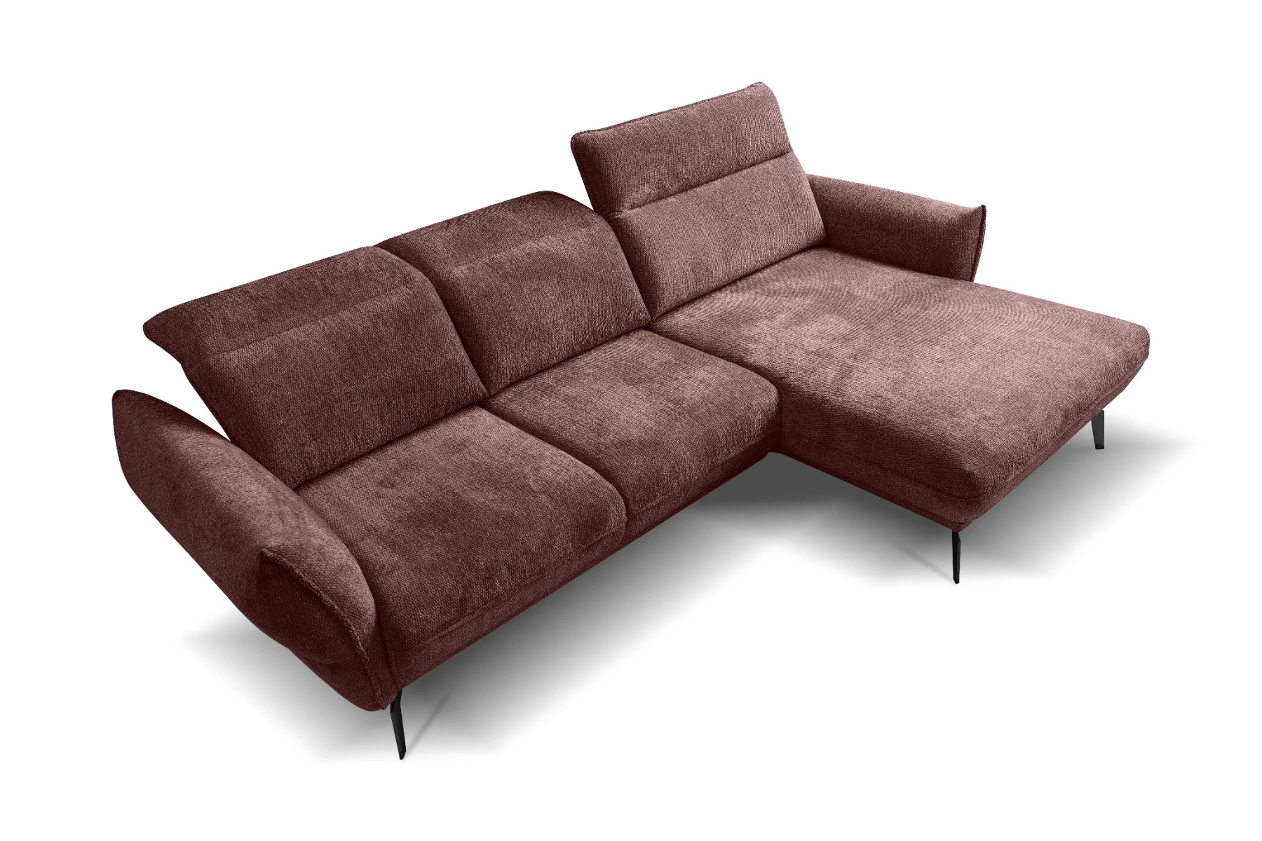 Vini ugaona garnitura sa pomičnim naslonima 265x127x88/105 cm bordo desna