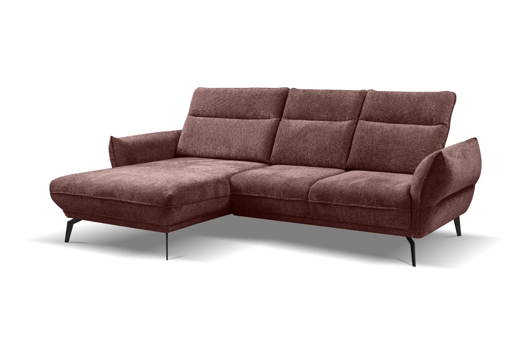 Vini kutna garnitura s pomičnim naslonima 265x127x88/105 cm bordo lijeva