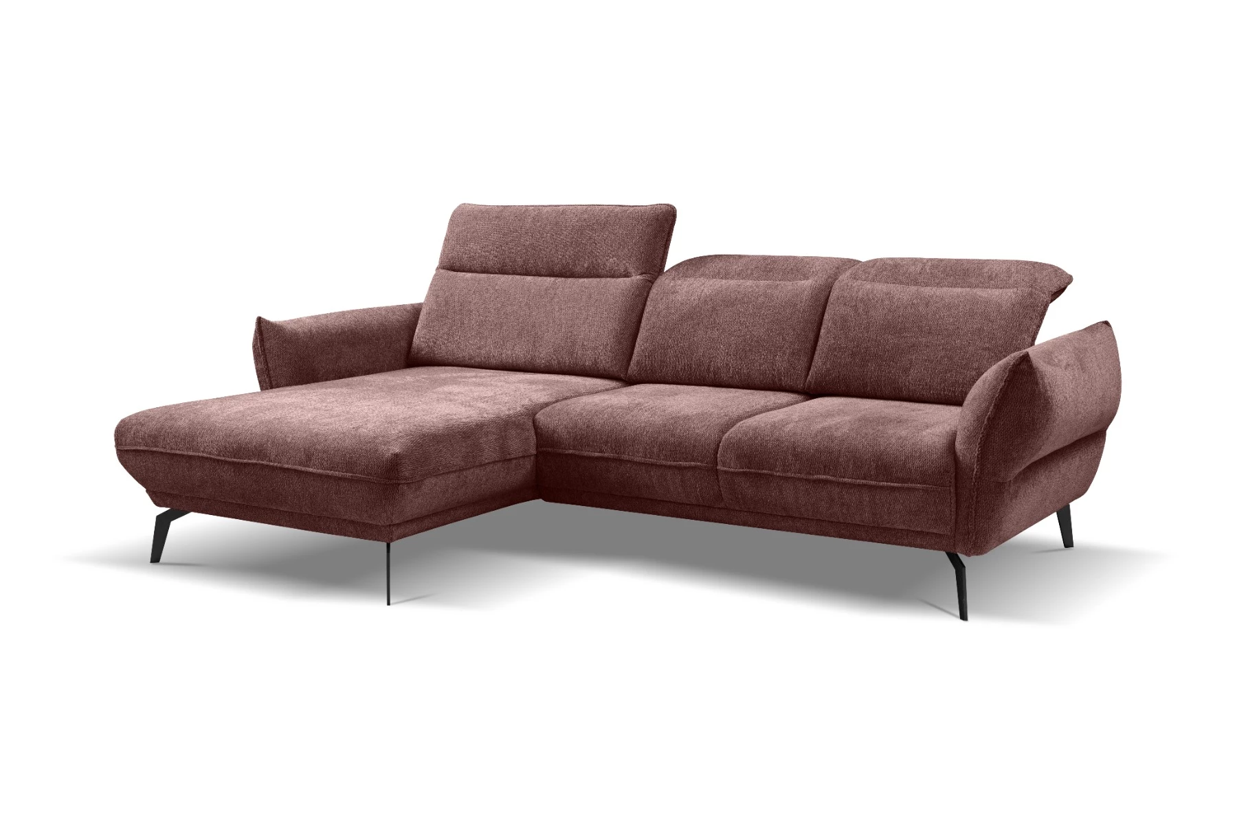 Vini kutna garnitura s pomičnim naslonima 265x127x88/105 cm bordo lijeva