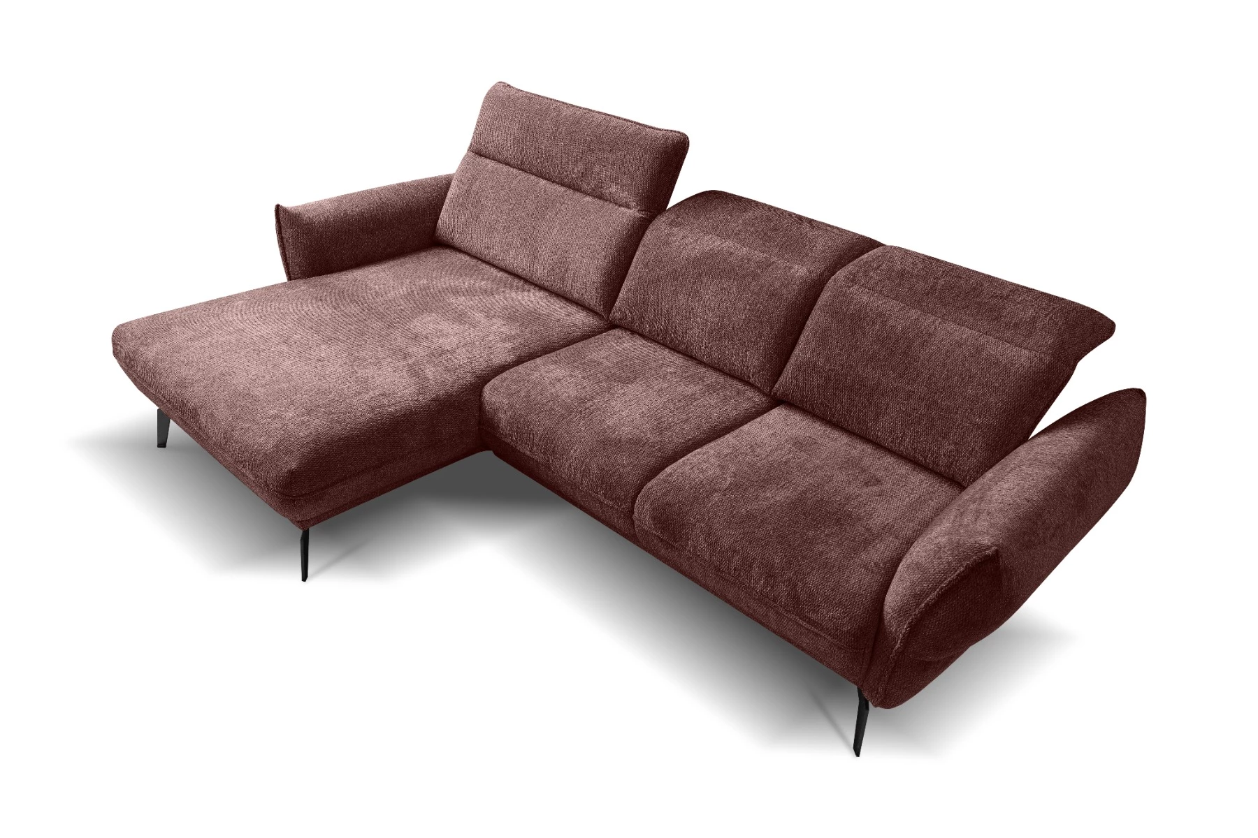 Vini kutna garnitura s pomičnim naslonima 265x127x88/105 cm bordo lijeva