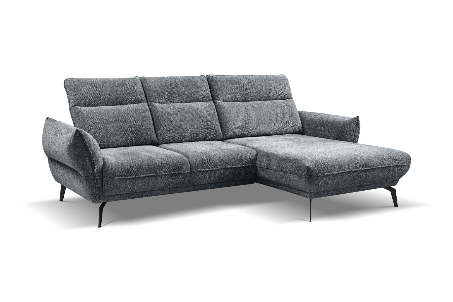 Vini ugaona garnitura sa pomičnim naslonima 265x127x88/105 cm siva desna