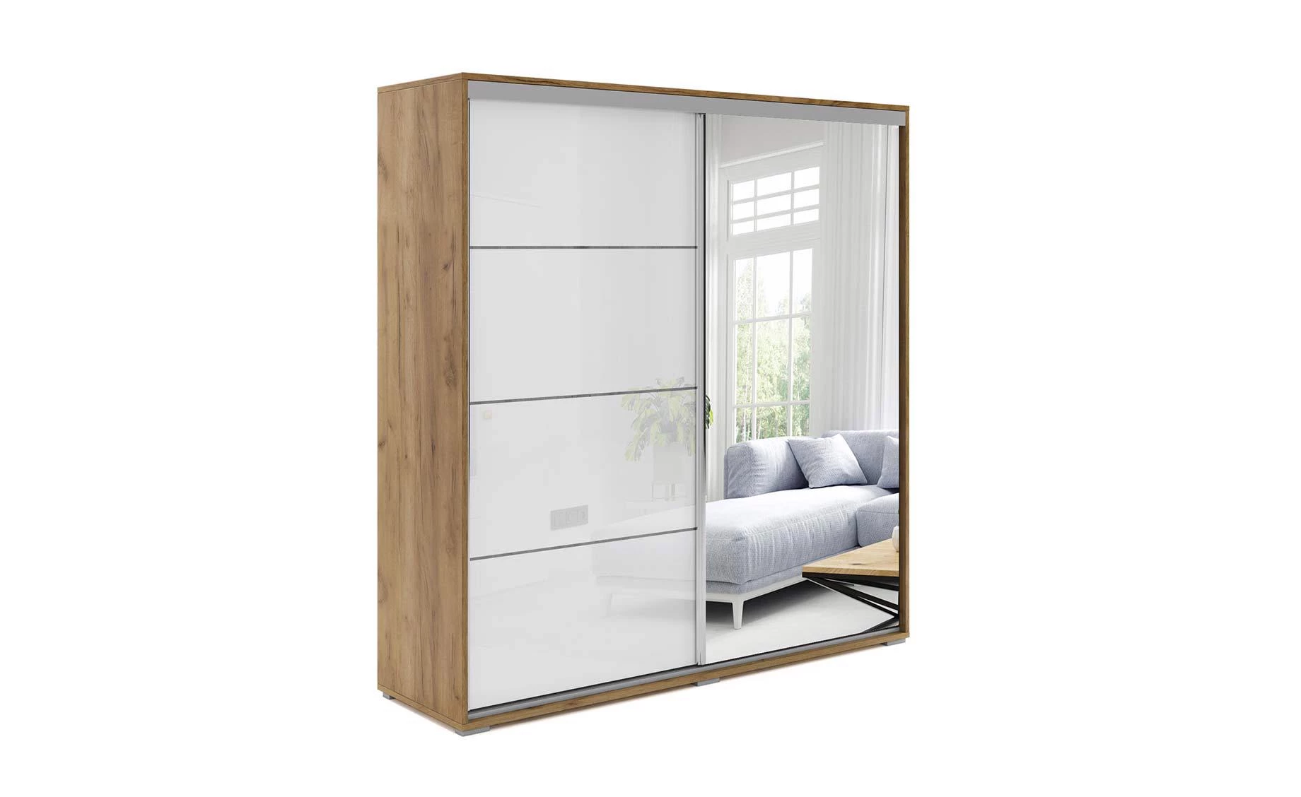 Oslo klizni ormar 200x60x215 cm bela/natur