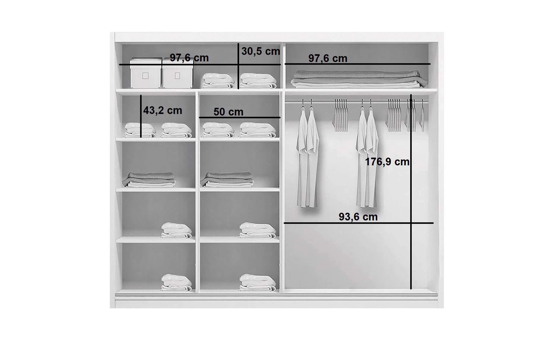 Oslo klizni ormar 200x60x215 cm bela/natur