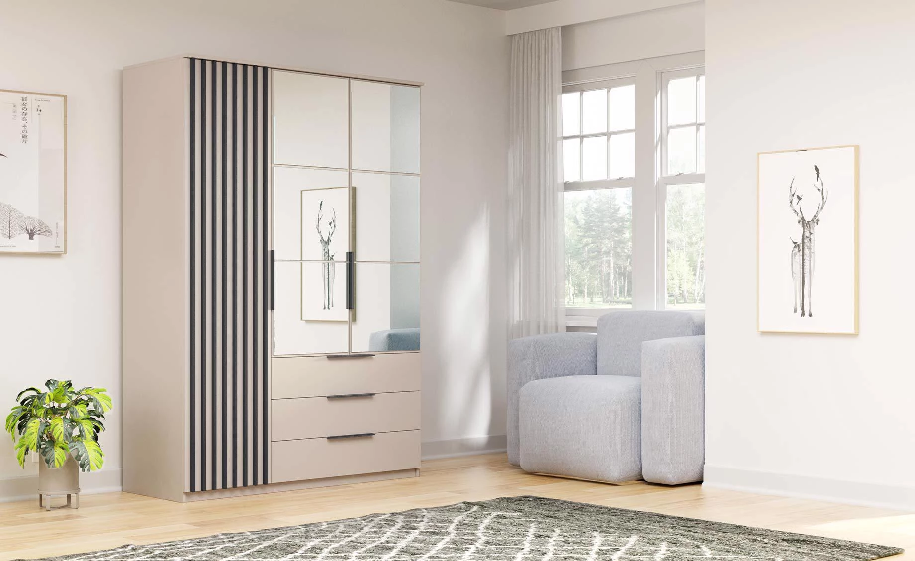 Torino otklopni garderober 150x61x215 cm kašmir