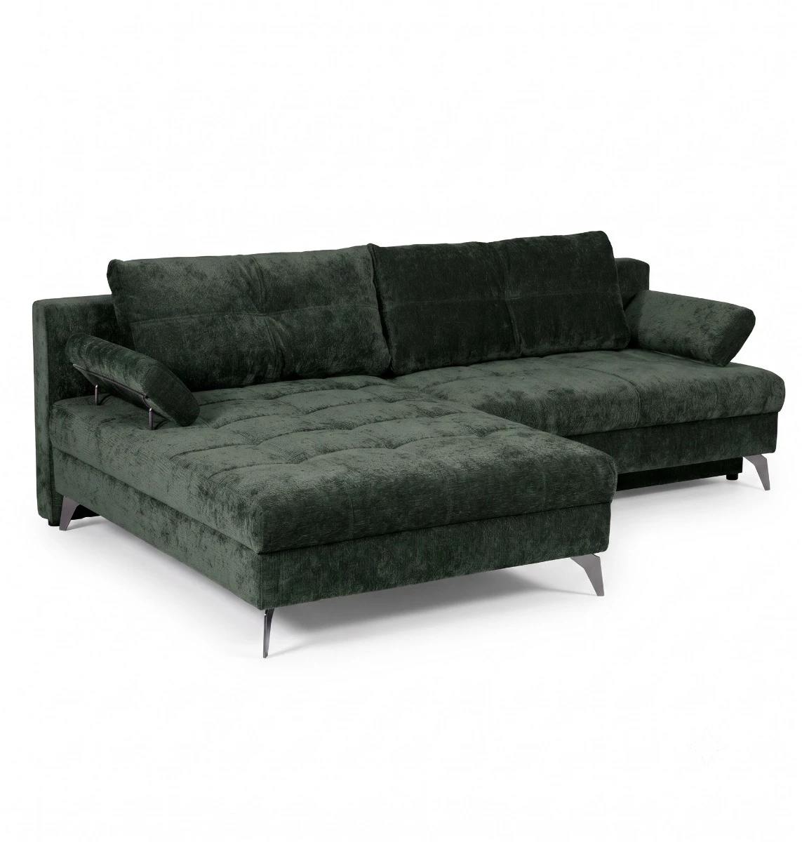Emporio Premium ugaona garnitura sa ležajem i prostorom za odlaganje 260x190x92 cm zelena leva