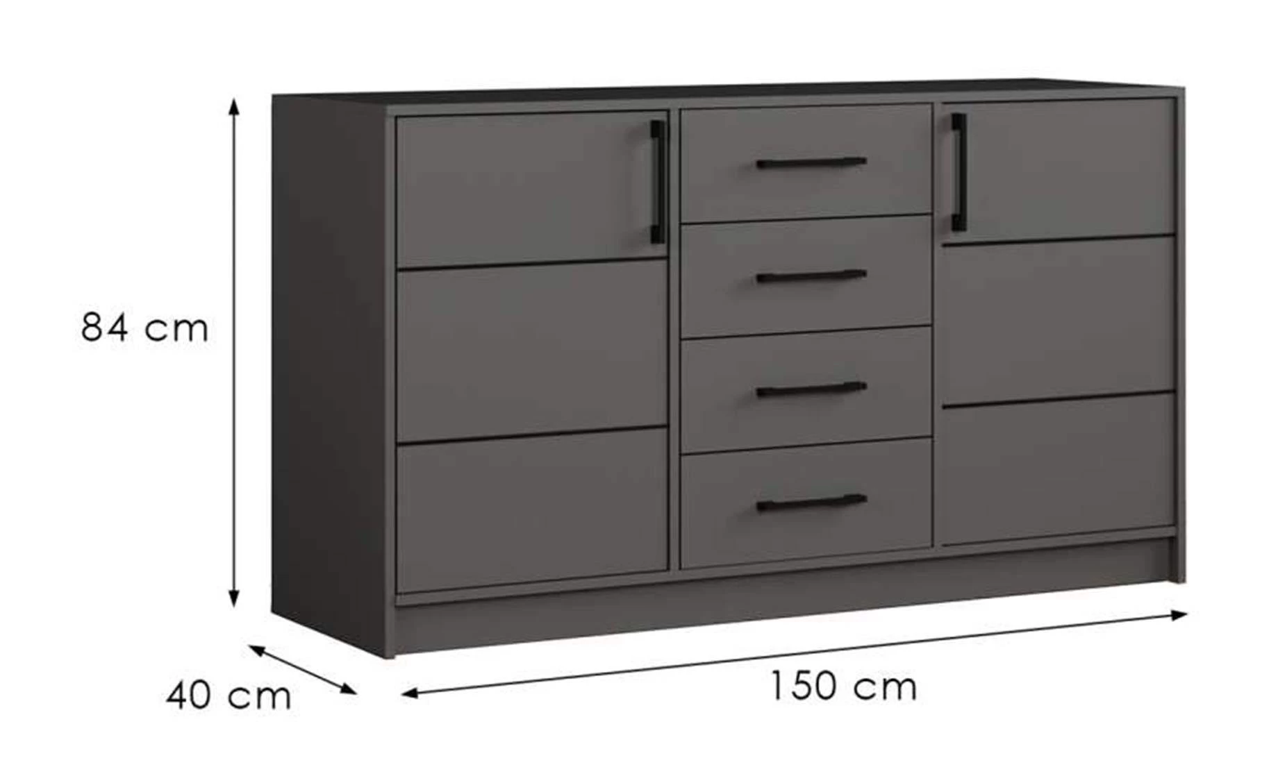Belluno komoda 150x40x84 cm grafit