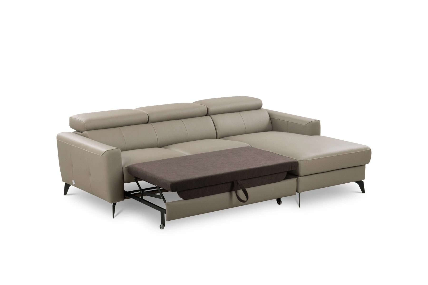 Bono ugaona garnitura sa ležajem i prostorom za odlaganje 235x179x73/97 cm taupe desna