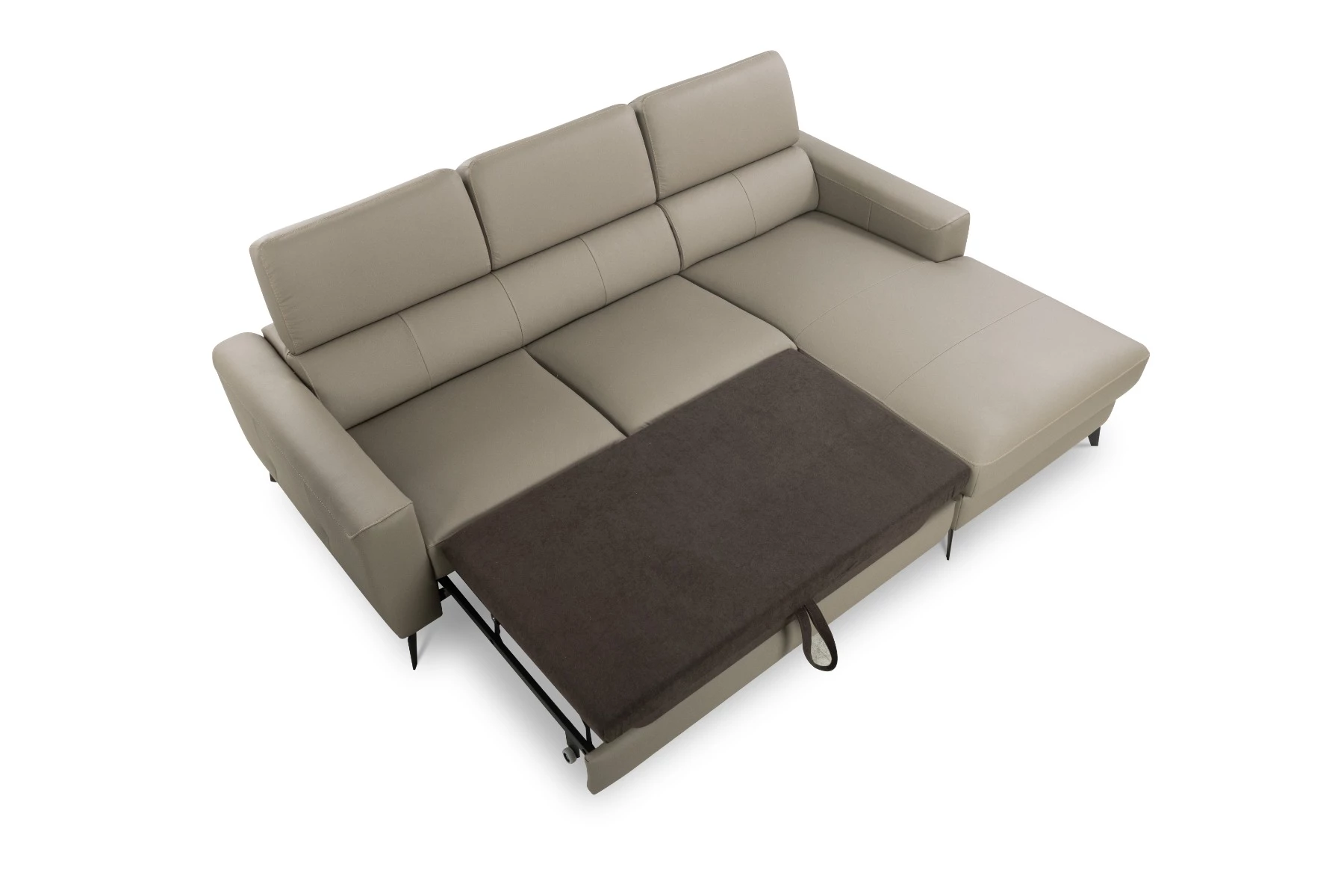Bono ugaona garnitura sa ležajem i prostorom za odlaganje 235x179x73/97 cm taupe desna