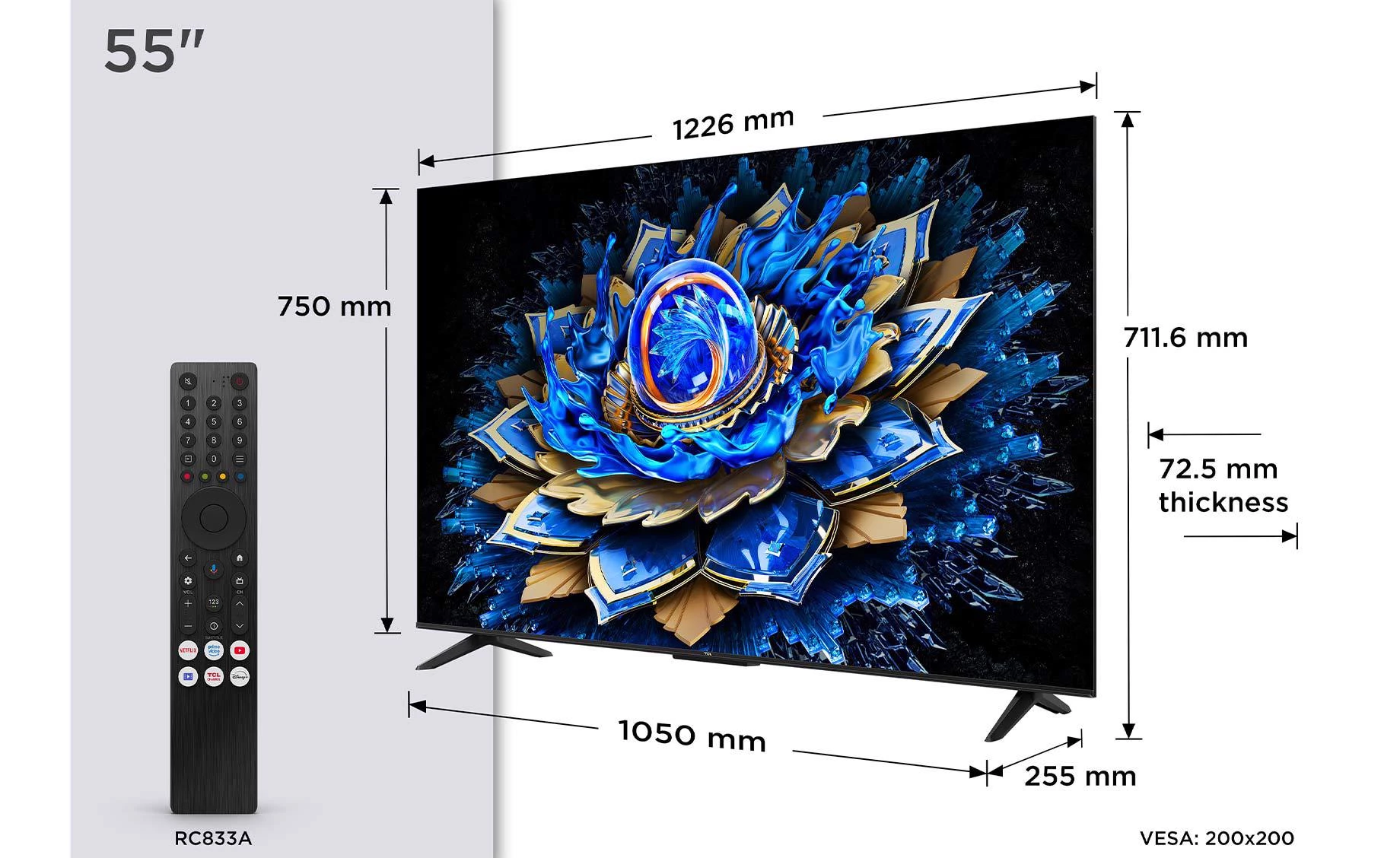 TCL 55T69C(55"/139cm) 4K UHD QLED Google TV smart televizor