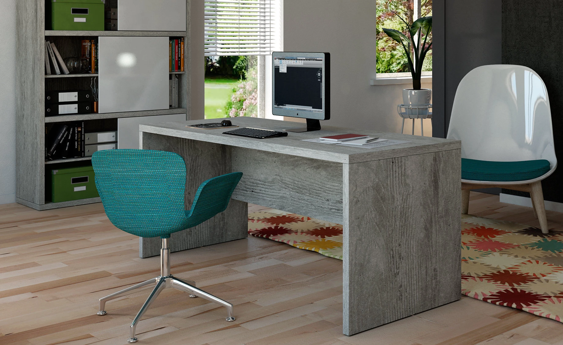 Practico radni stol 140x69x74cm cement siva