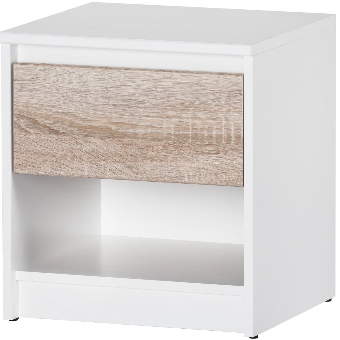 Venice 05 nocni ormaric 1 ladica 42x38x46 cm bijeli/natur (sonoma hrast ...