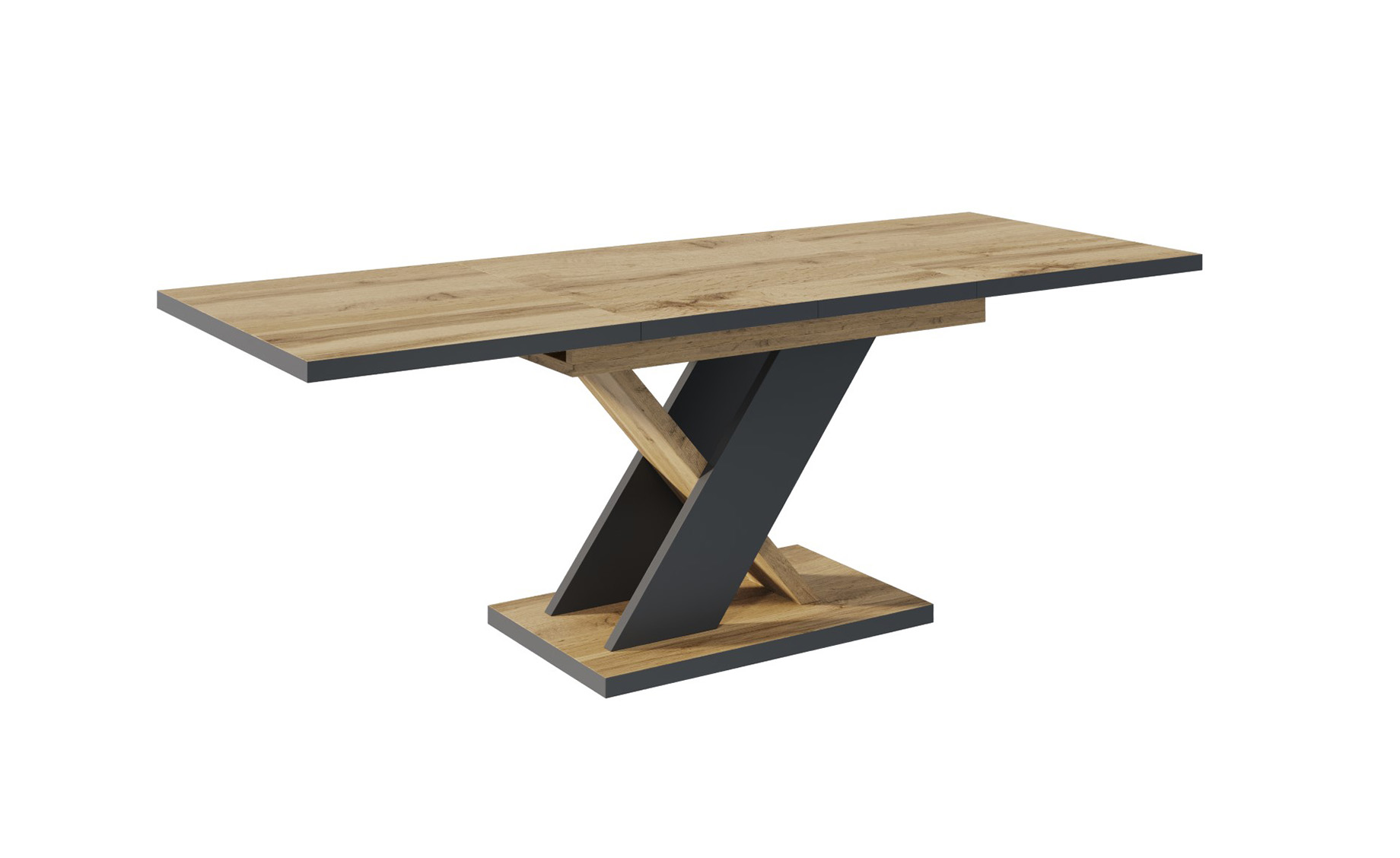 Next mat stol 139(+2x35)x85x76 hrast/crna