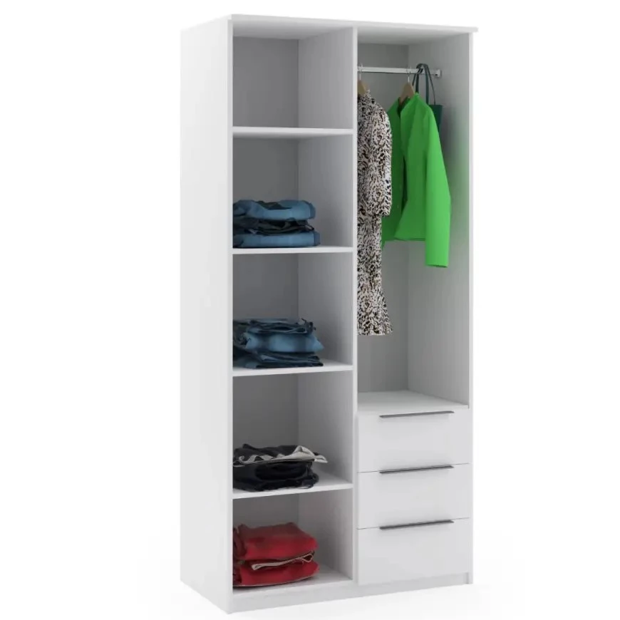 Sorento 100 ormar 2 vrata+3 fioke 100x61x215 cm beli/hrast